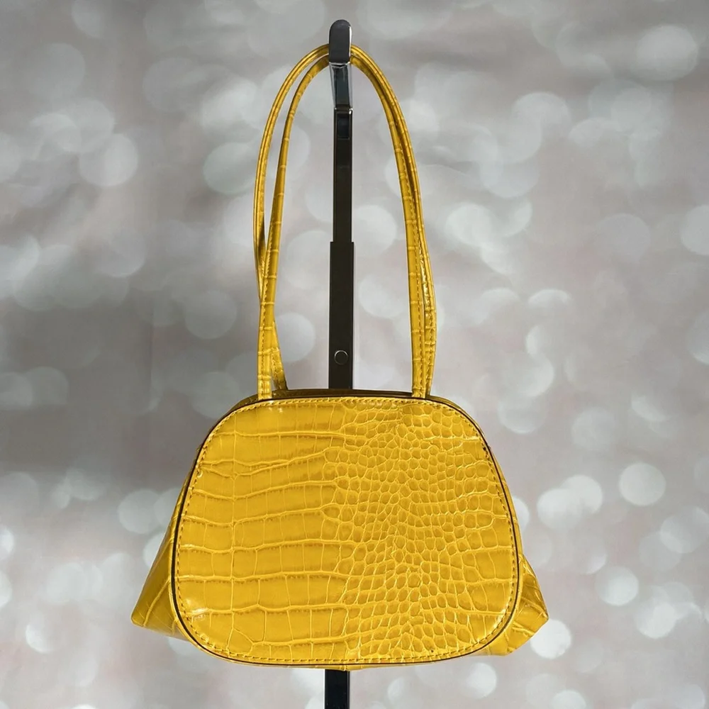 Yellow Faux Leather Handbag - Picture 5 of 9